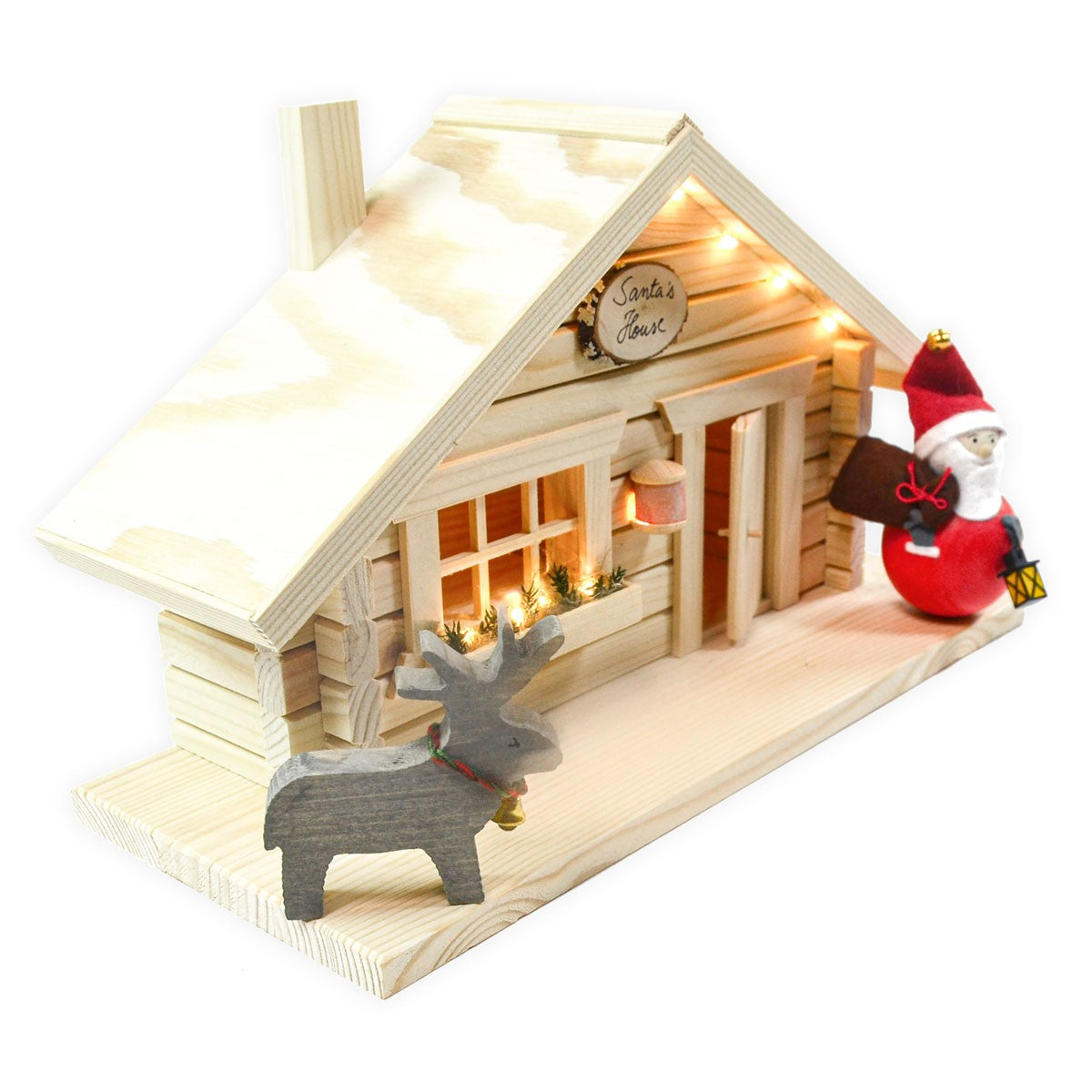 Santa's House with Santa and Reindeer Tonttus
