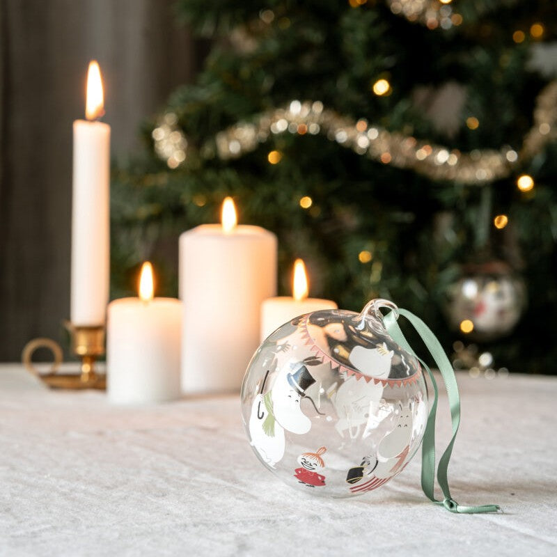 Muurla Moomin Festive Spirits Glass Ball Ornament - 3-1/2"