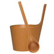 Rento Pisara Natural Speckled Brown Sauna Bucket & Ladle Set