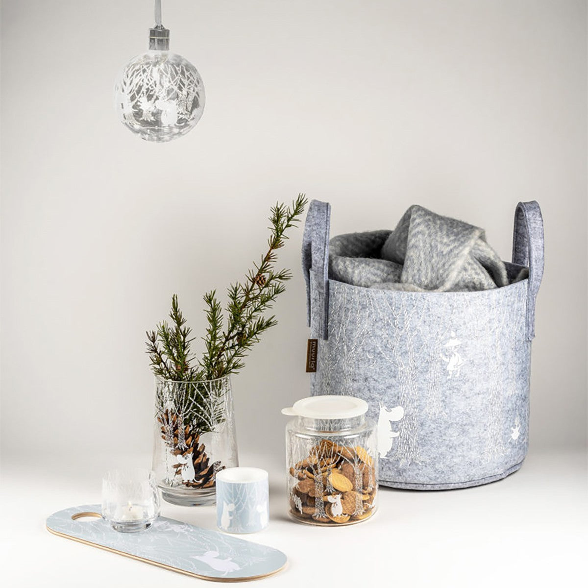 Muurla Moomin in the Woods Grey / White Storage Basket