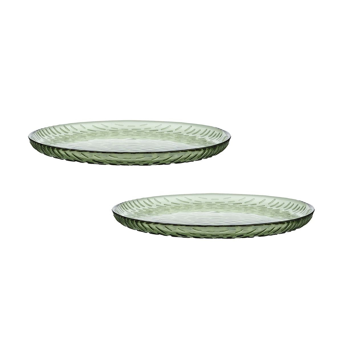 Marimekko Syksy Olive Green Small Glass Plates - Set of 2