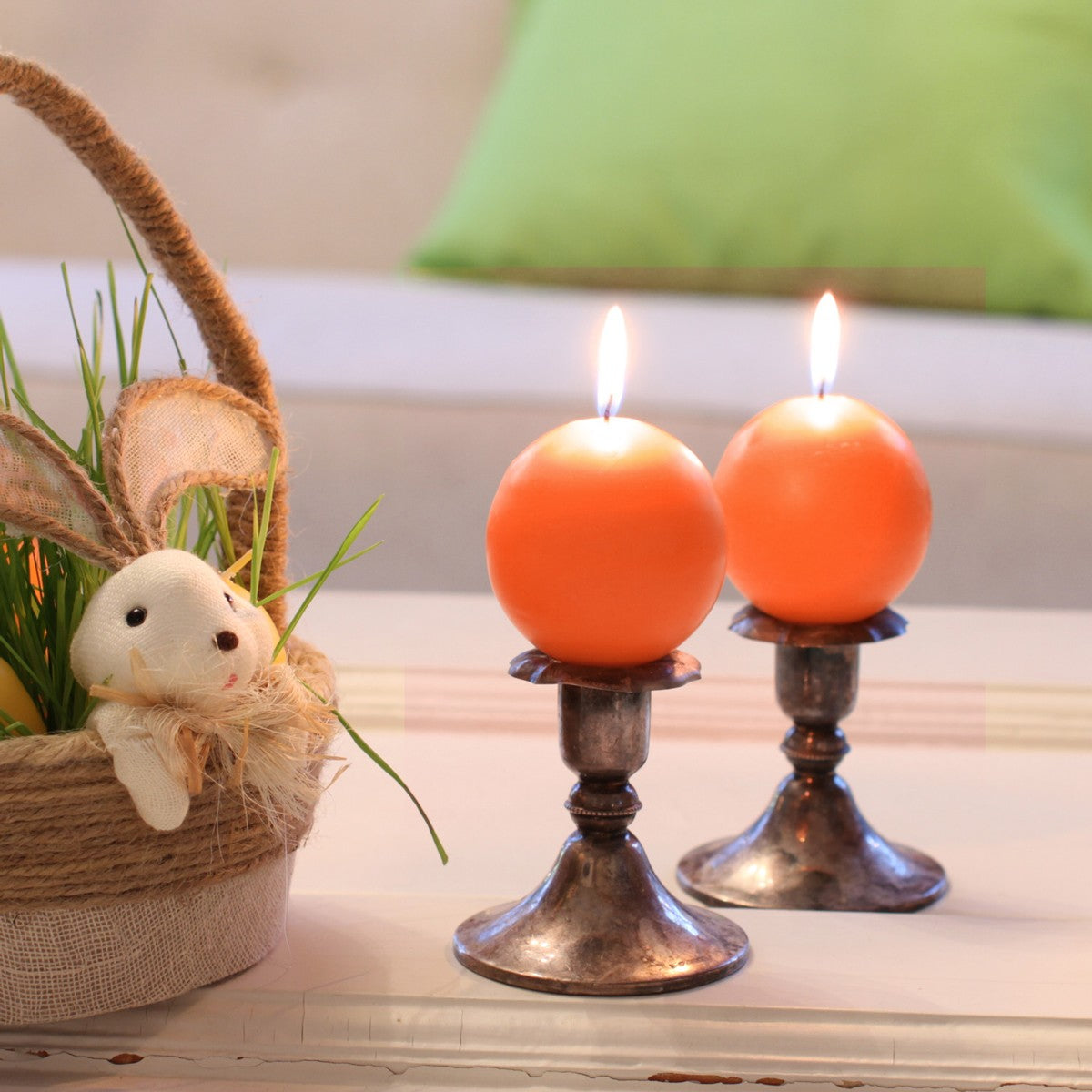Festivo Orange Ball Candles - Set of 2