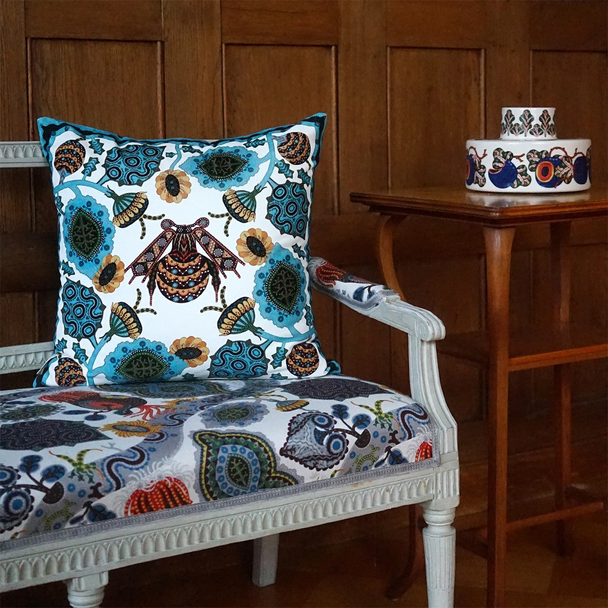 Klaus Haapaniemi Flower Bee Velvet Throw Pillow