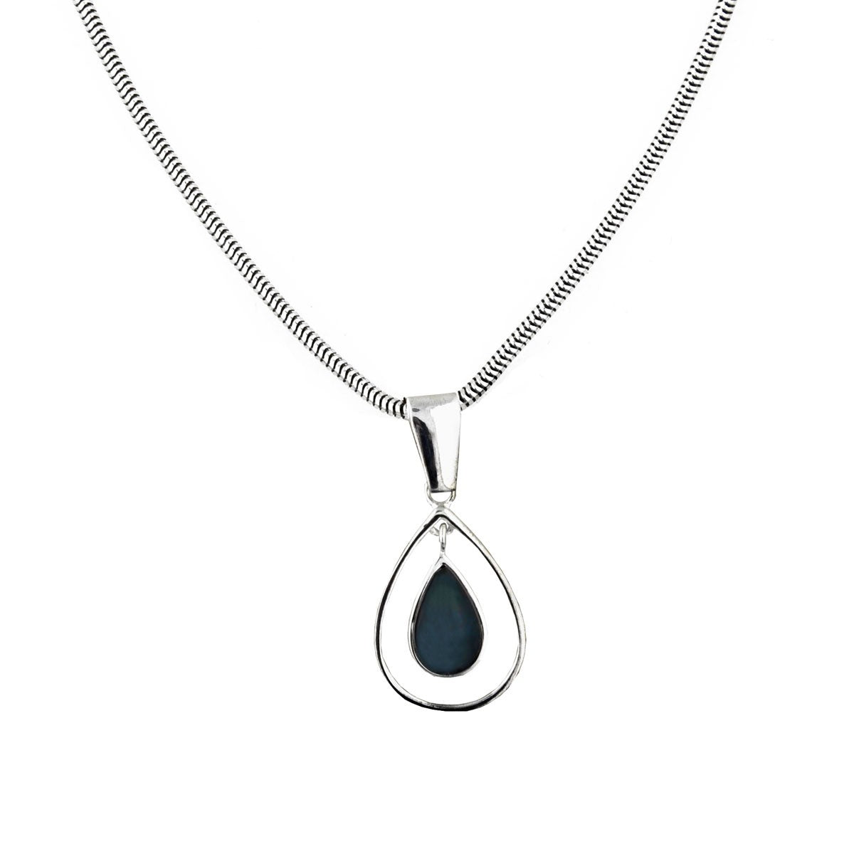 FinnFeelings Spectrolite Floating Drop Pendant Necklace