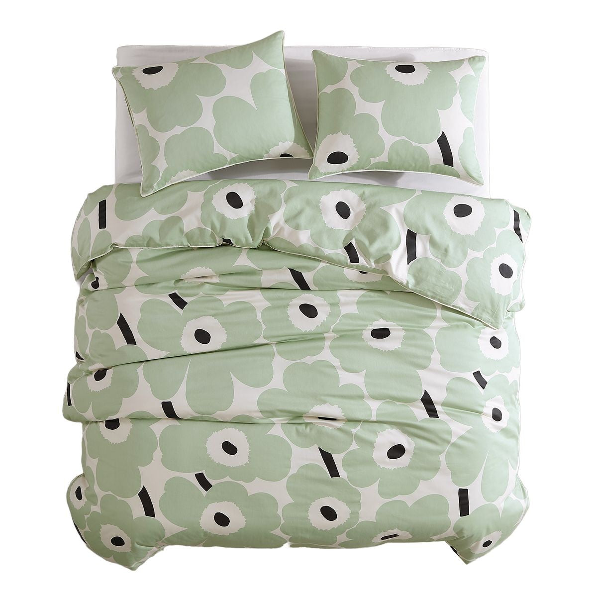 Marimekko Unikko Sage / Off White / Dark Blue King Duvet Cover Set