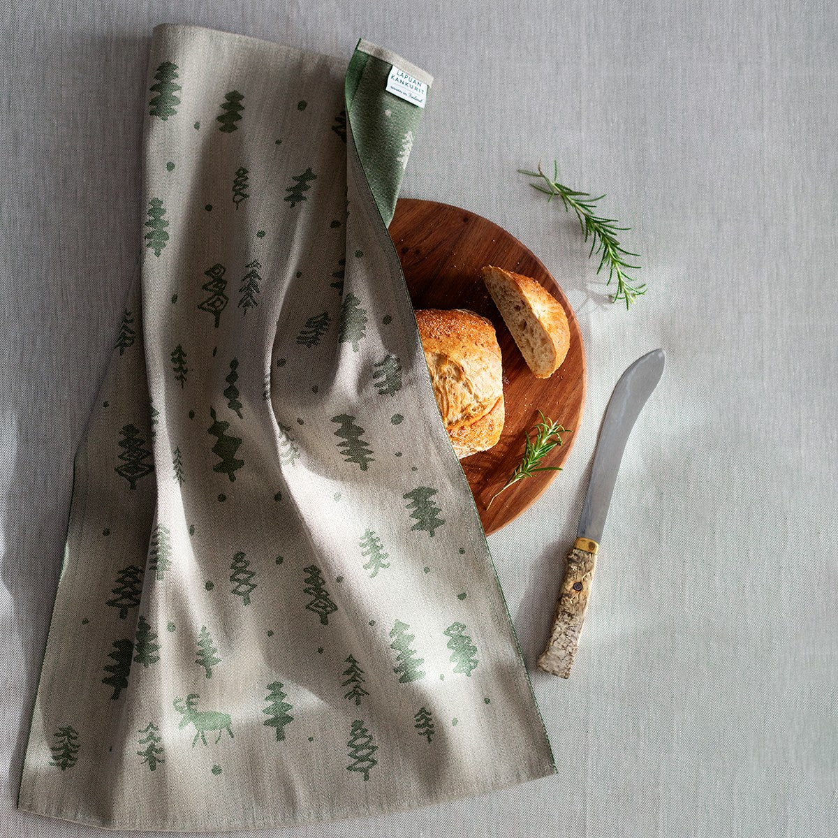 Lapuan Kankurit Poro Beige / Green Tea Towel
