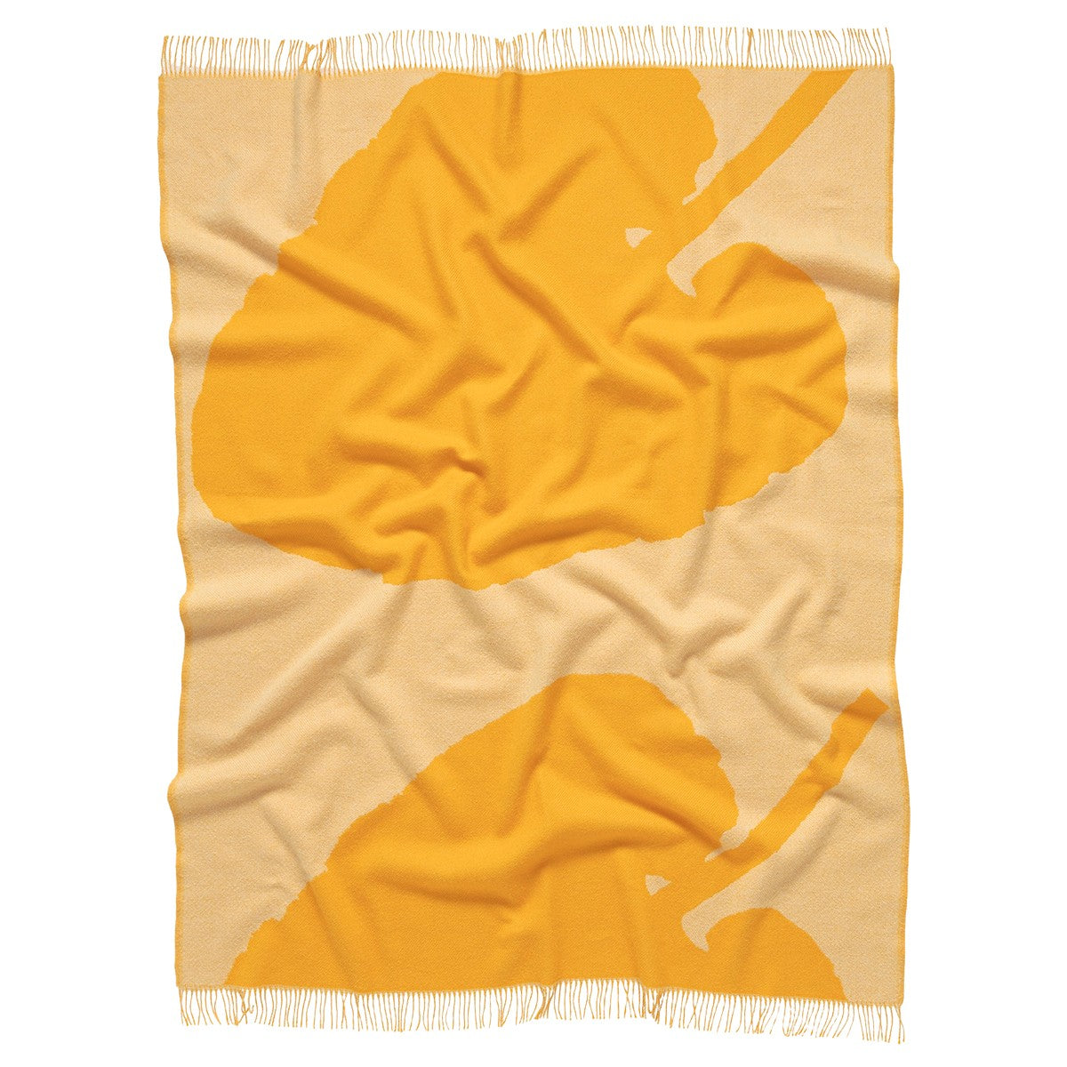 Marimekko Valkea Yo Orange Wool Throw Blanket