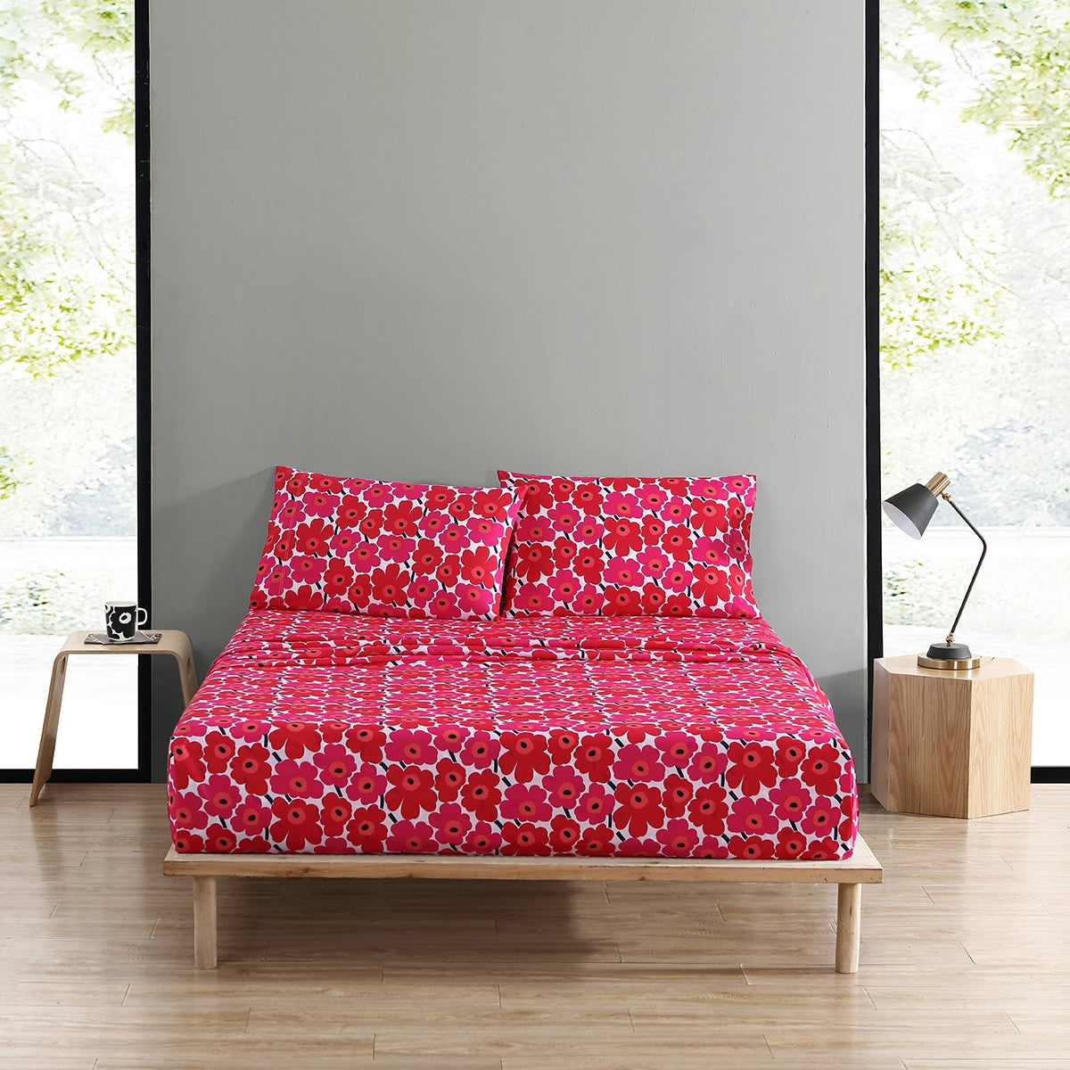 Marimekko Mini Unikko Red King Sheet Set