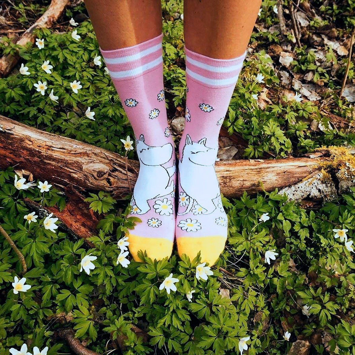 Moomin Pink / Yellow Striped Socks