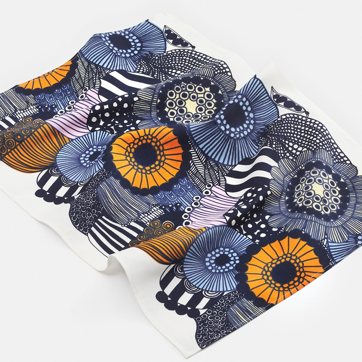 Marimekko Siirtolapuutarha Navy / Orange / Light Yellow Tea Towel