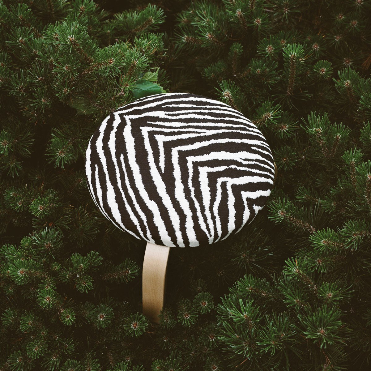 Artek Alvar Aalto Stool 60 - Three Legged Stool - Birch Legs with Zebra Upholstered Seat
