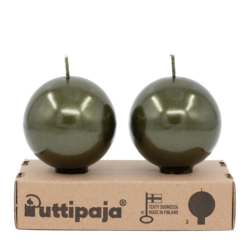 Festivo Metallic Luster Moss Candles - Set of 2