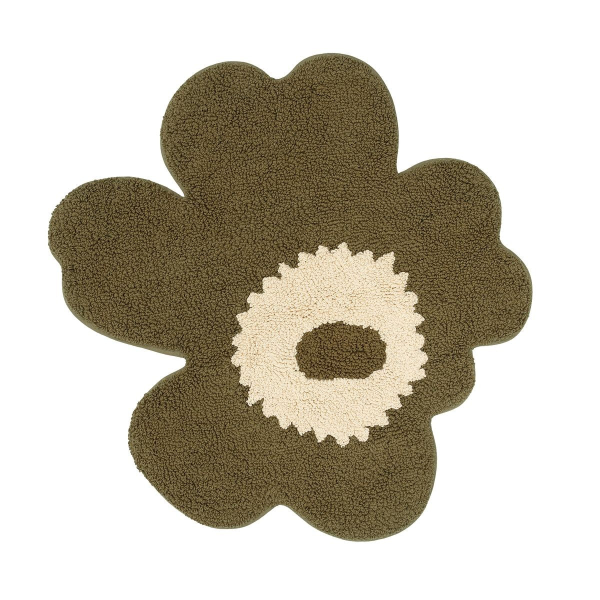 Marimekk Unikko Olive Green / Cream Bath Mat