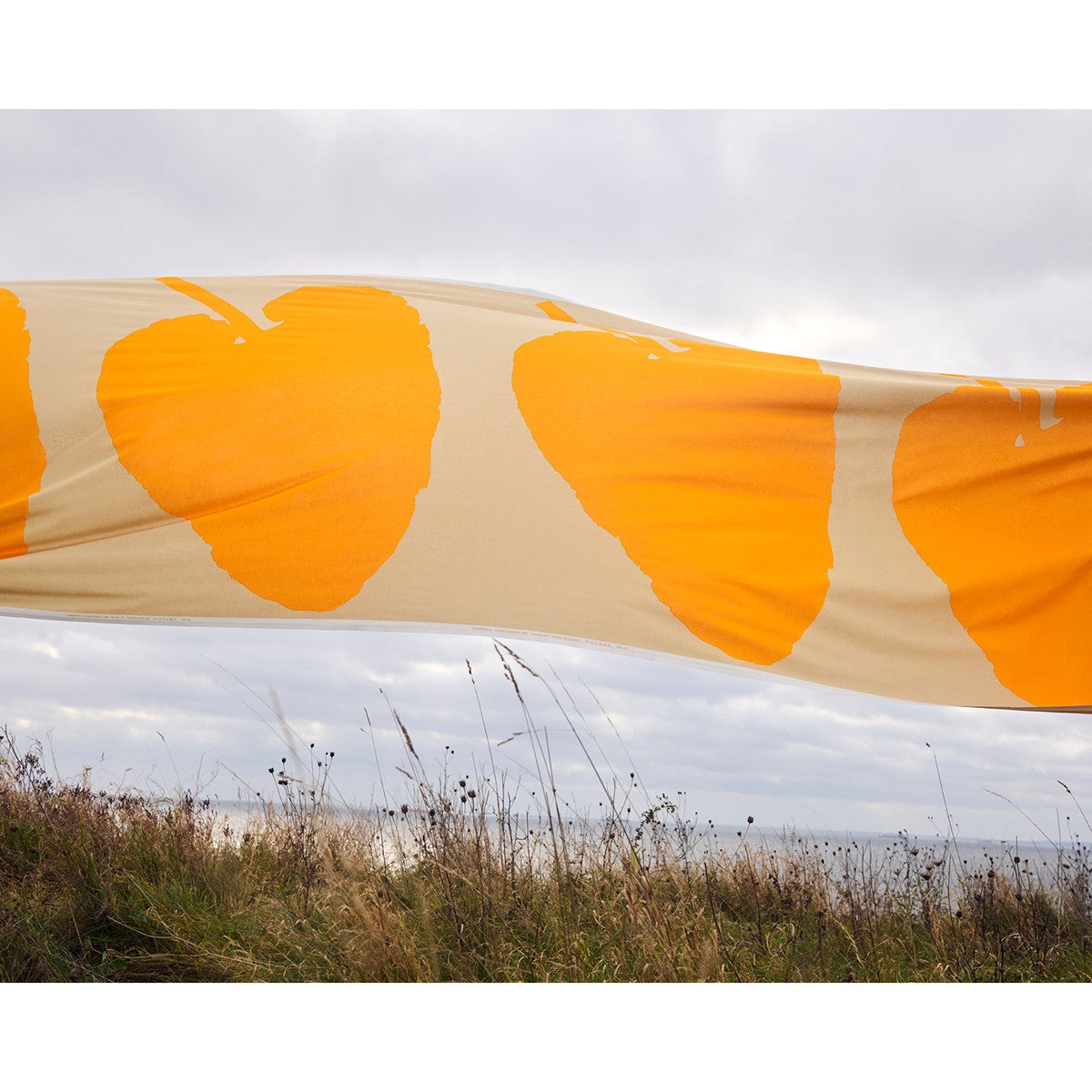 Marimekko Valkea Yo Orange / Light Brown Medium Weight Cotton Fabric Repeat