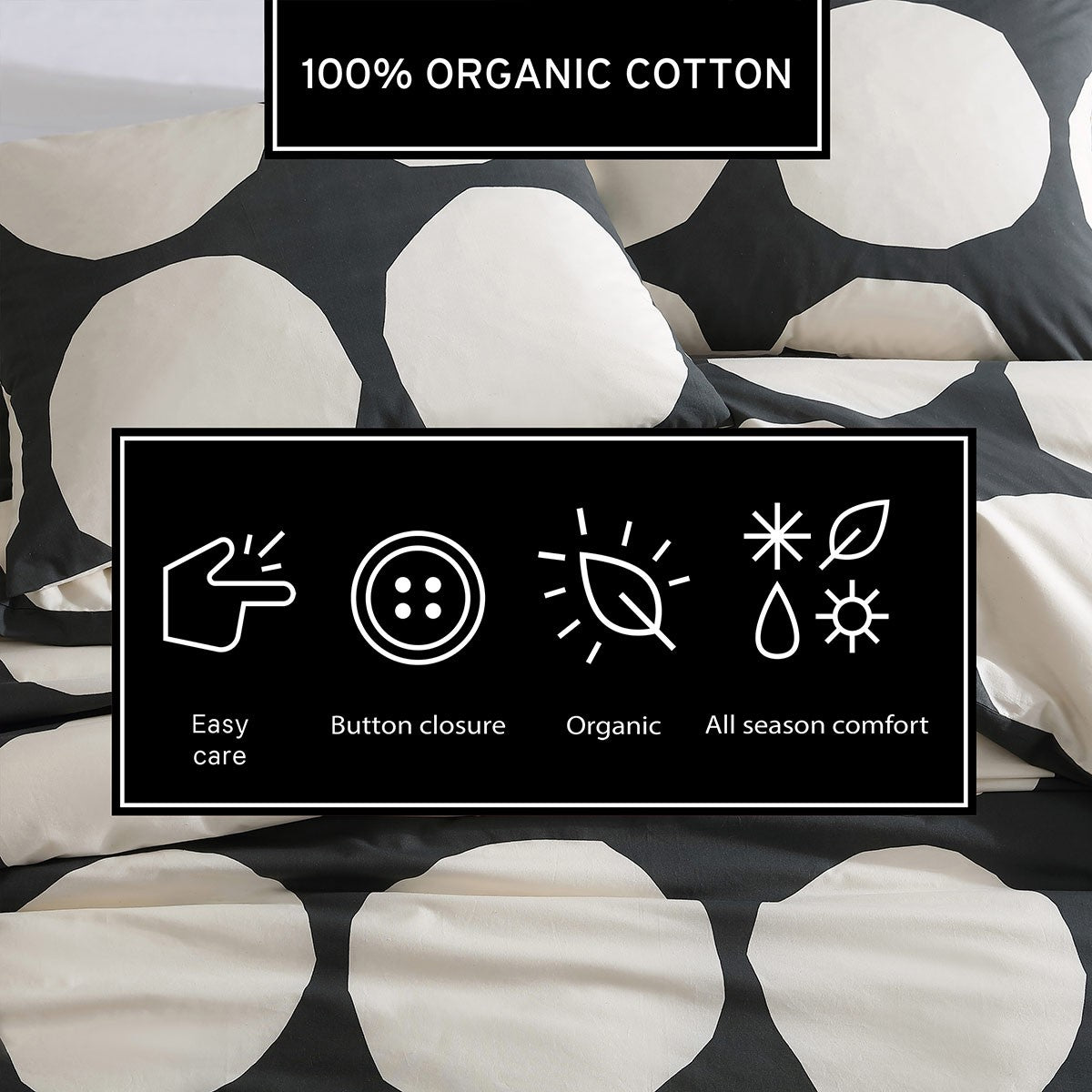 Marimekko Kivet Charcoal / Off White King Duvet Cover Set