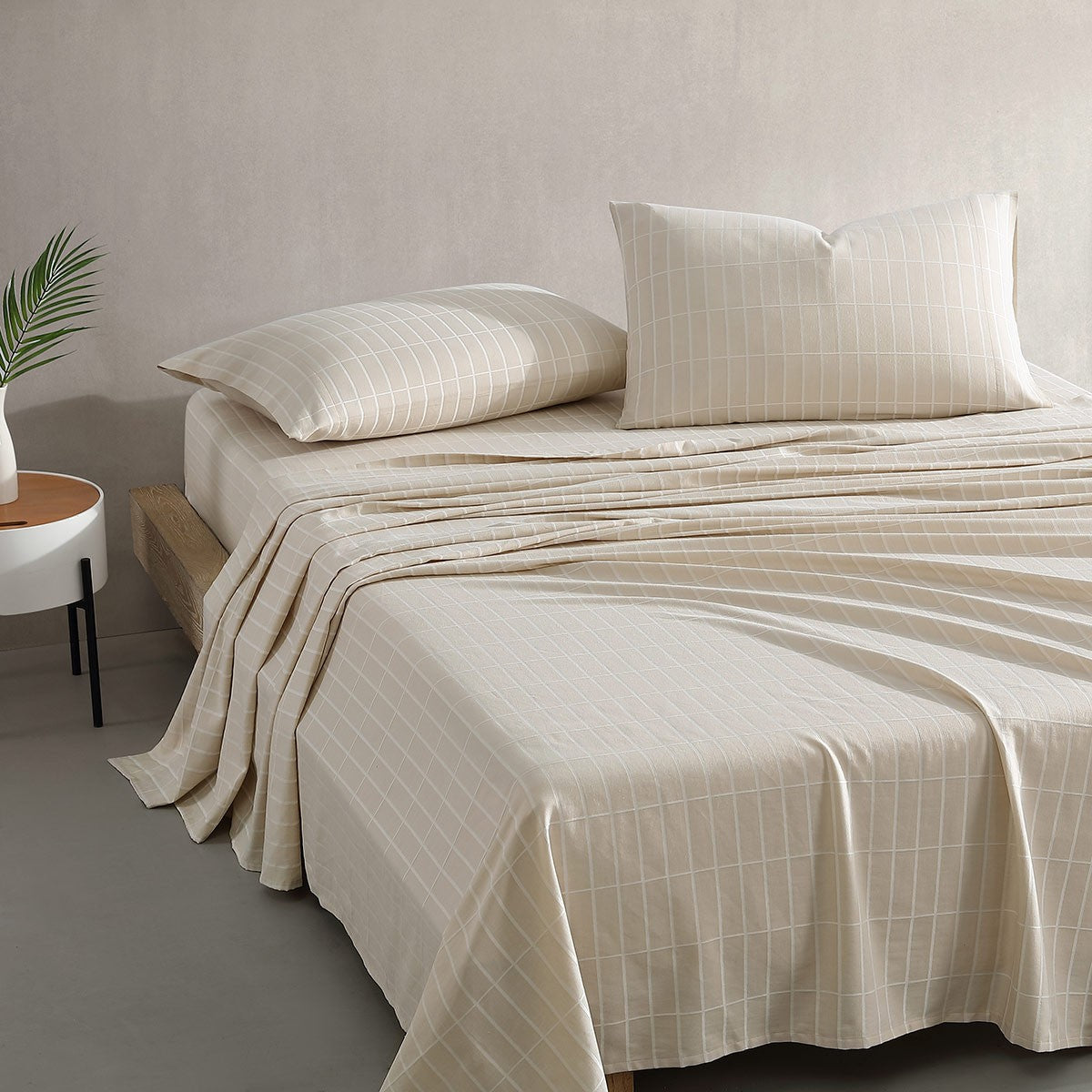 Marimekko Pieni Tiiliskivi Beige / White King Sheet Set
