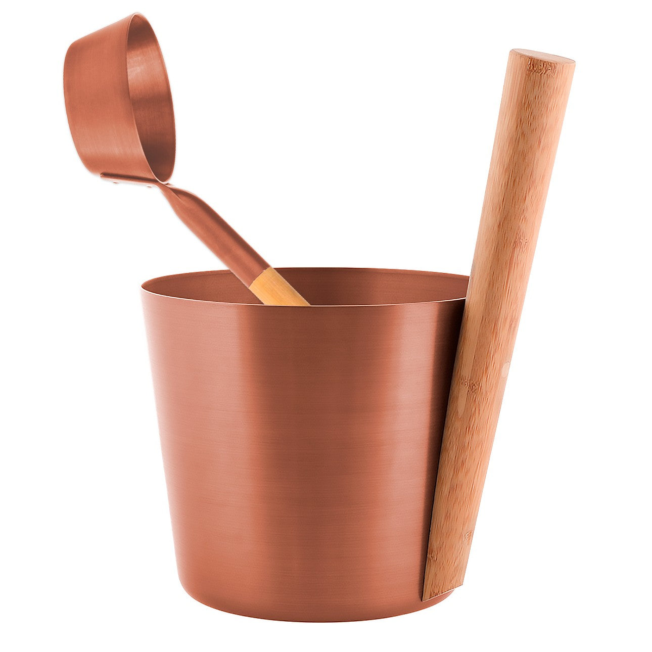 Rento Copper Aluminum & Bamboo Sauna Bucket + Ladle Set
