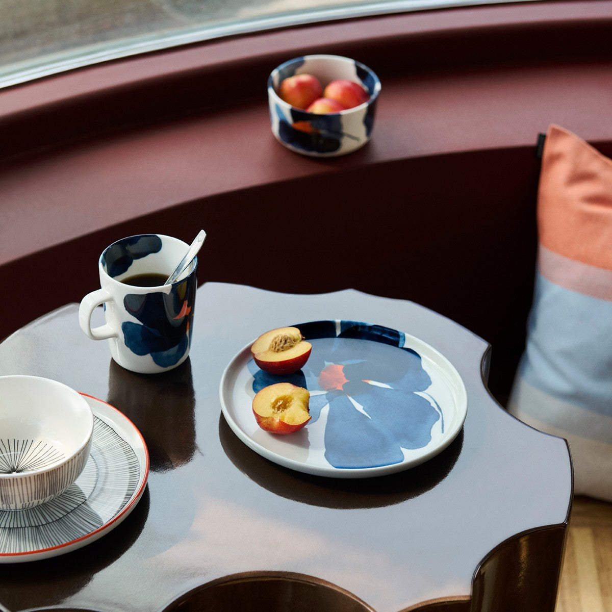 Marimekko Valssi Blue / Orange / White Soup / Cereal Bowl