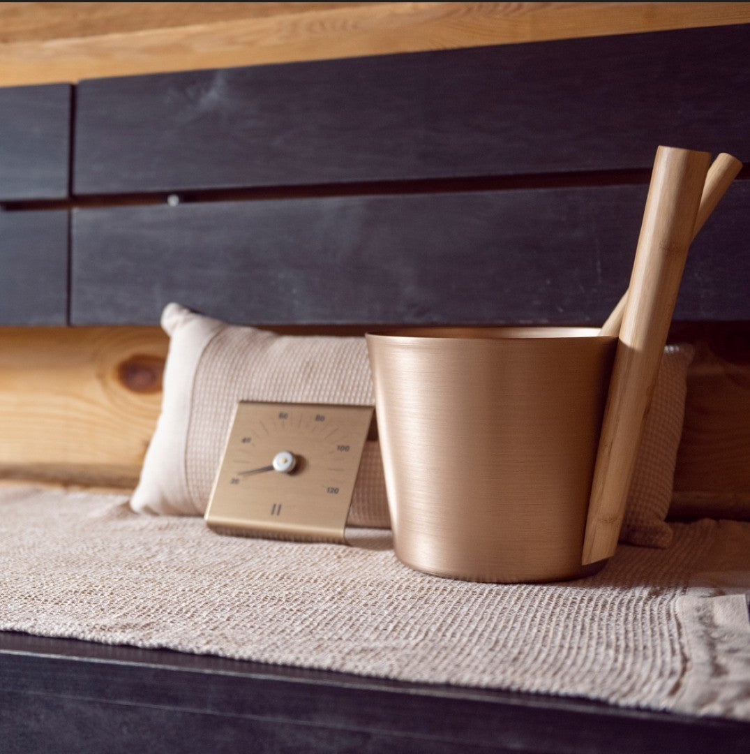 Rento Champagne Aluminum & Bamboo Sauna Bucket