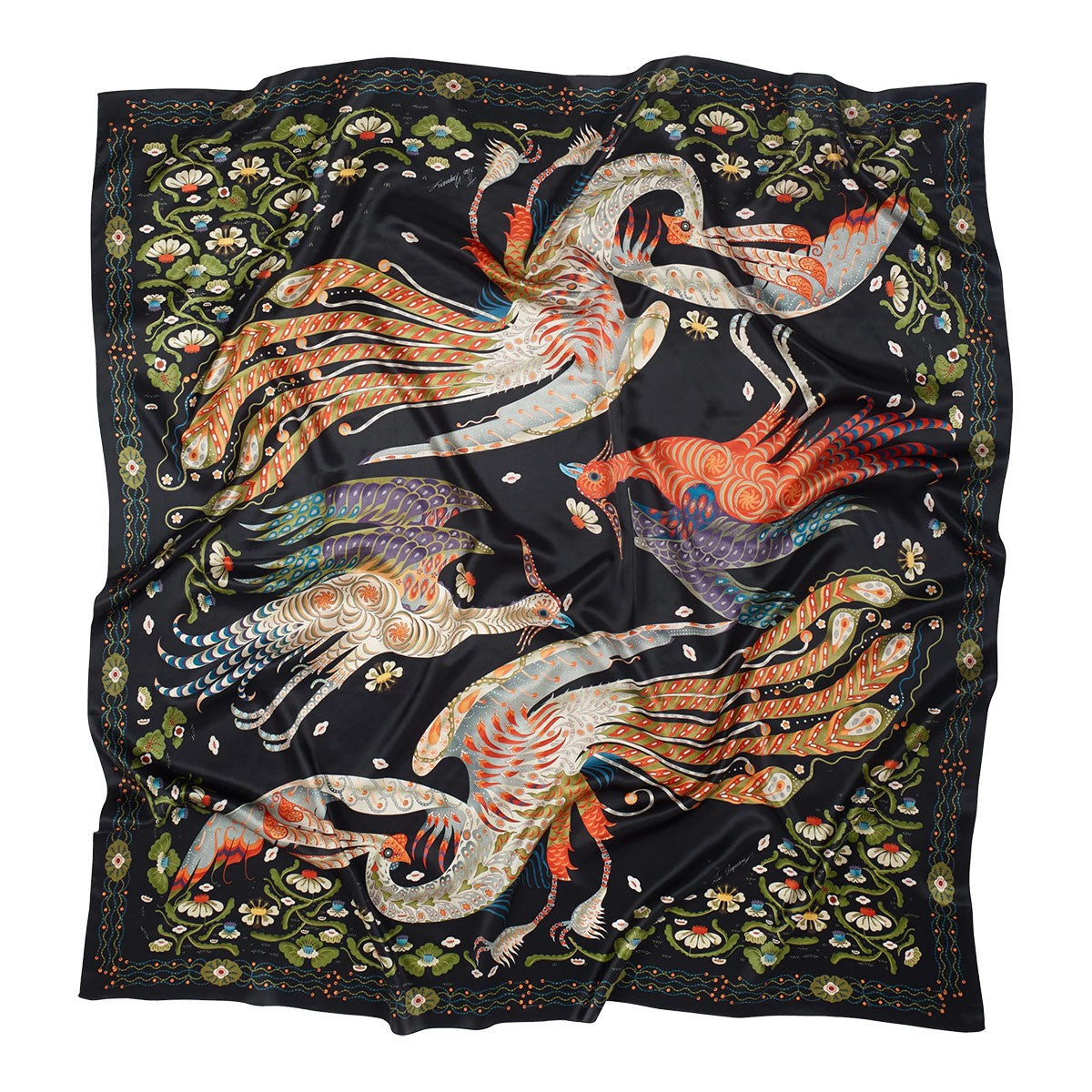 Klaus Haapaniemi Firebird Black Silk Scarf