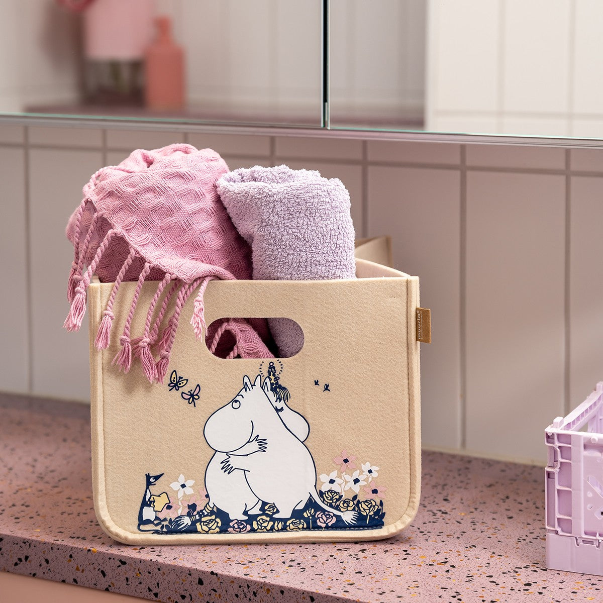 Muurla Moomin Hug Tan / Dark Blue Storage Basket
