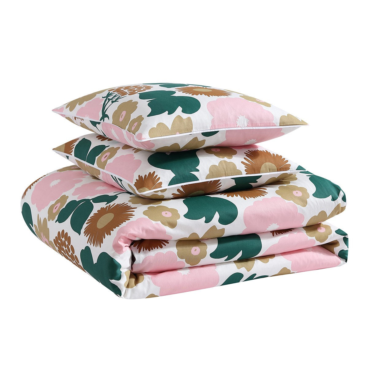 Marimekko Pieni Kukkatori Pink / Beige / Green Full / Queen Duvet Cover Set