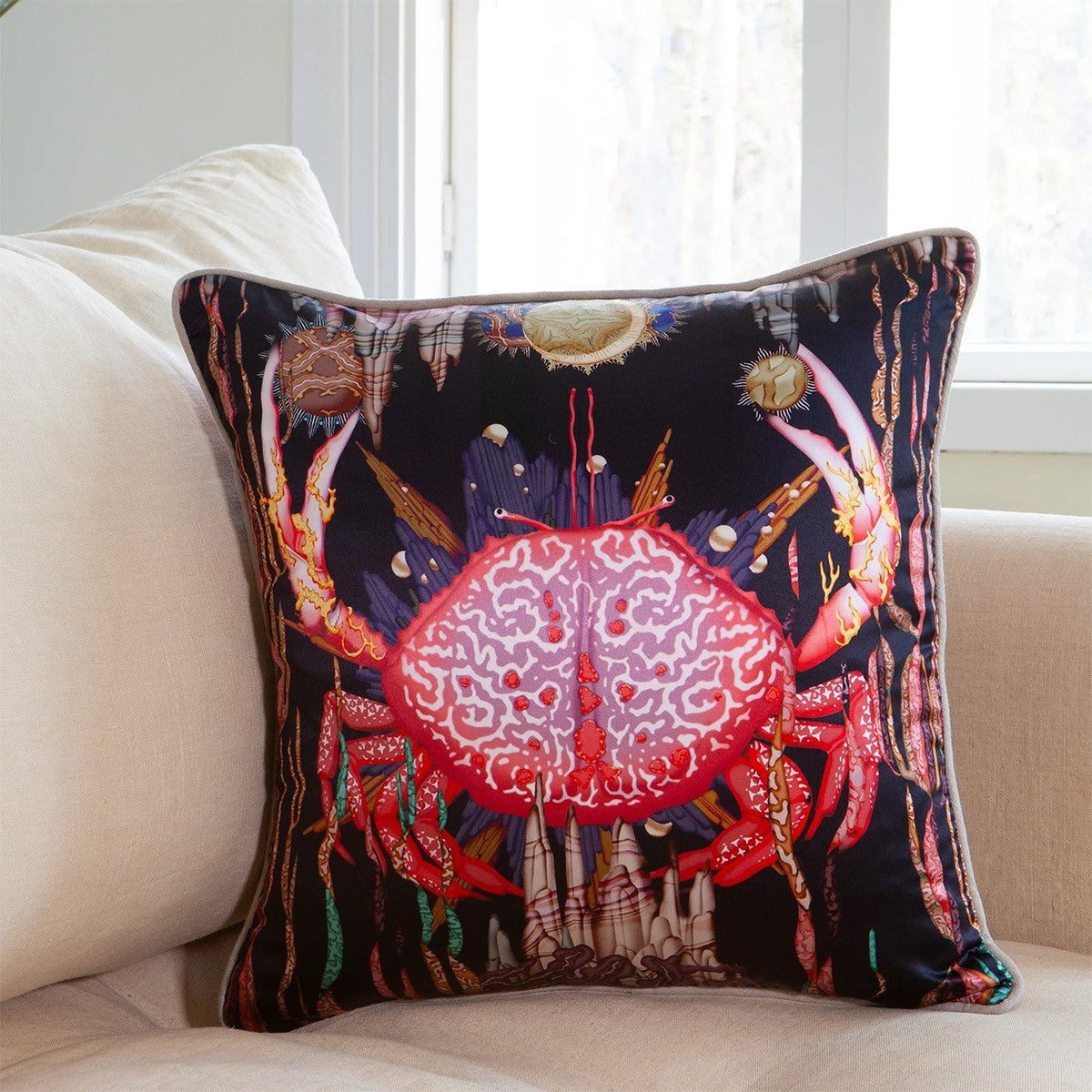 Klaus Haapaniemi Misto Mare Crab Silk Throw Pillow