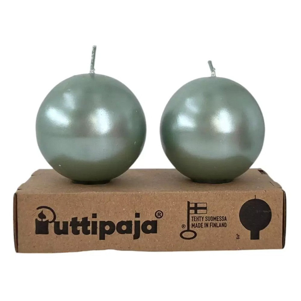 Festivo Metallic Glow Sage Ball Candle - Set of 2