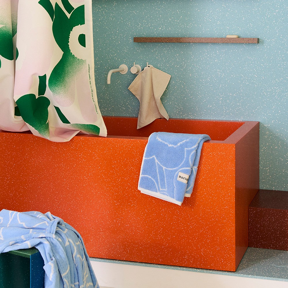 Marimekko Piirto Unikko Light Blue / White Bathrobe