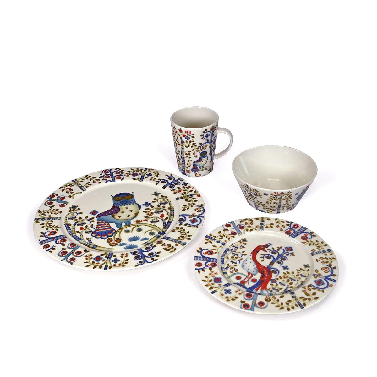 iittala Taika White / Blue 4-Piece Dinnerware Set