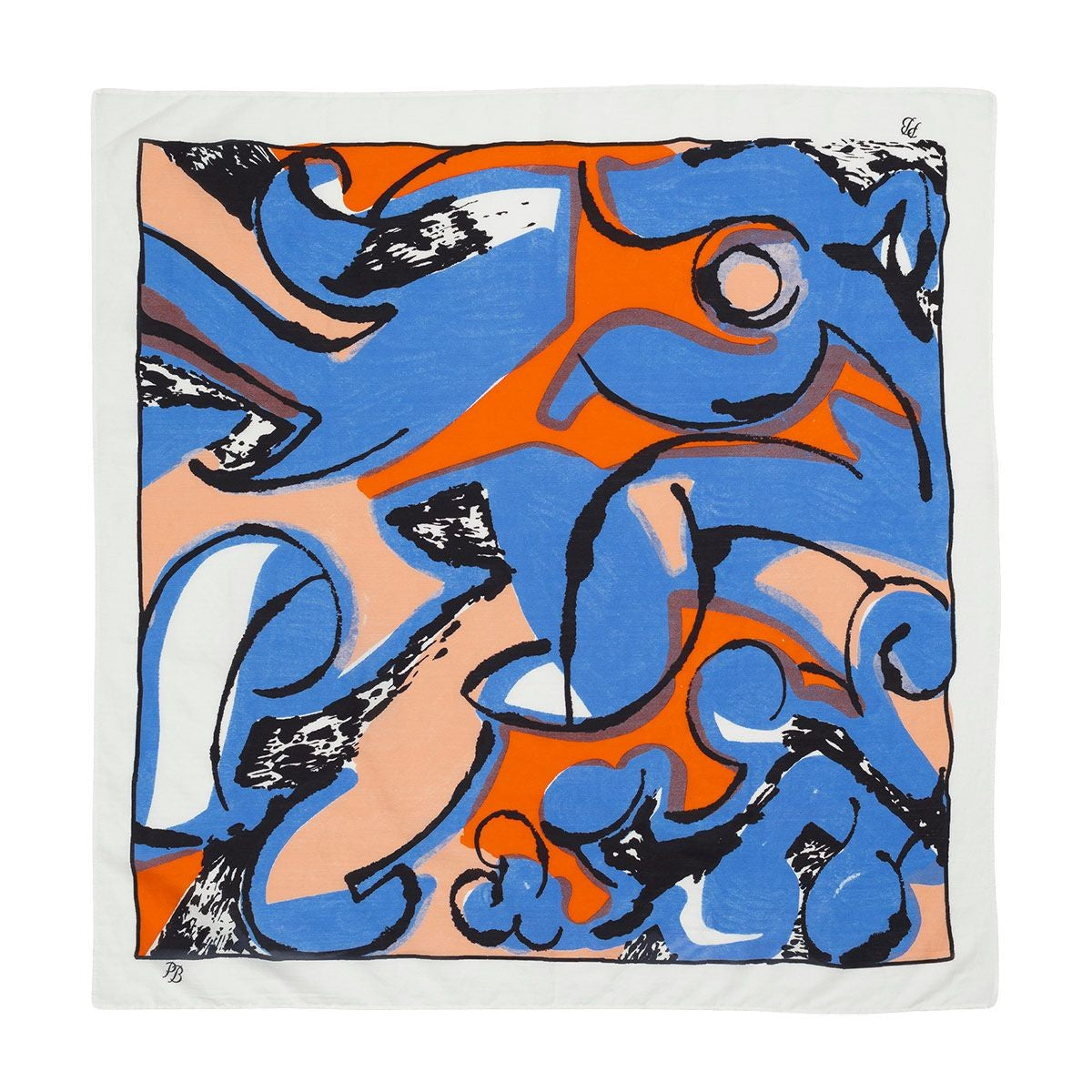 Marimekko Lierio Eldfamn Blue / Orange Scarf