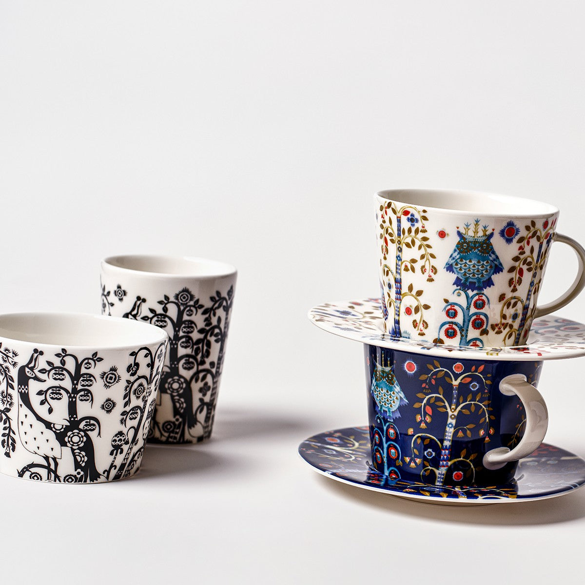 iittala Taika White / Blue Coffee Cup - 6-1/2 oz