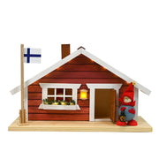 Finland Cottage with Flag & Tonttus