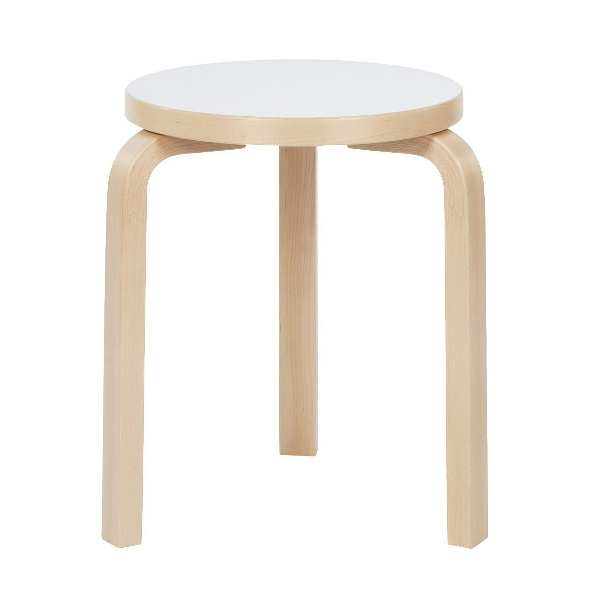 Artek Alvar Aalto Stool 60 - Three Legged Stool - White Laminate