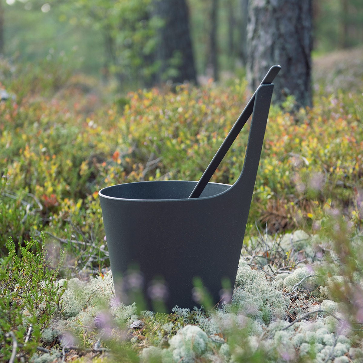 Rento Pisara Speckled Dark Grey Sauna Bucket & Ladle Set