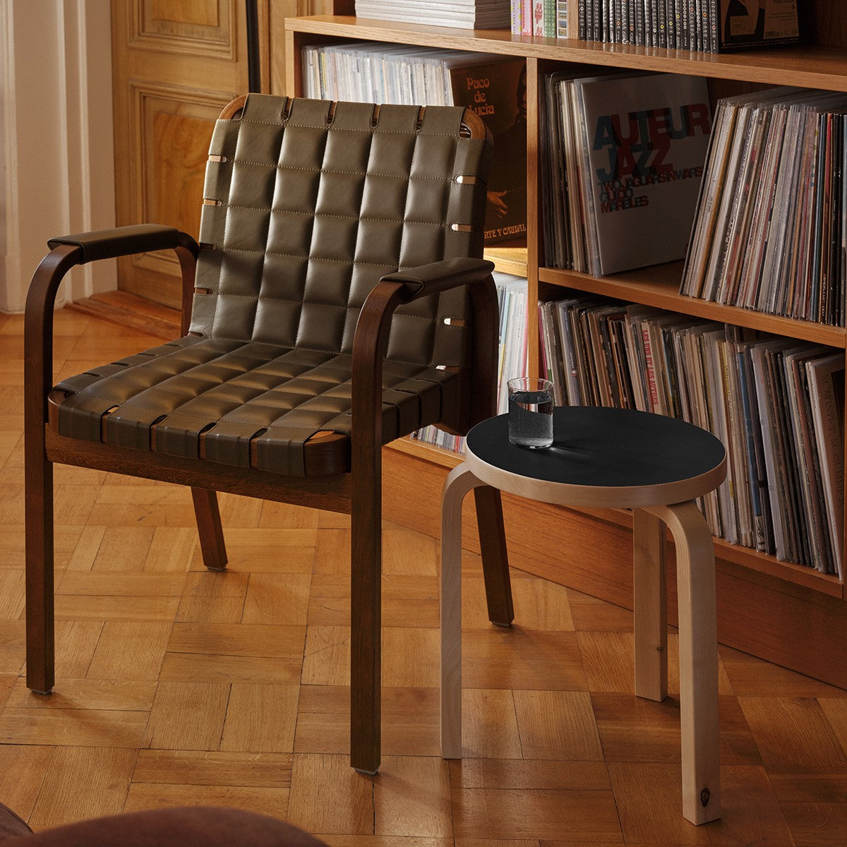 Artek Alvar Aalto Stool 60 - Three Legged Stool - Black Linoleum