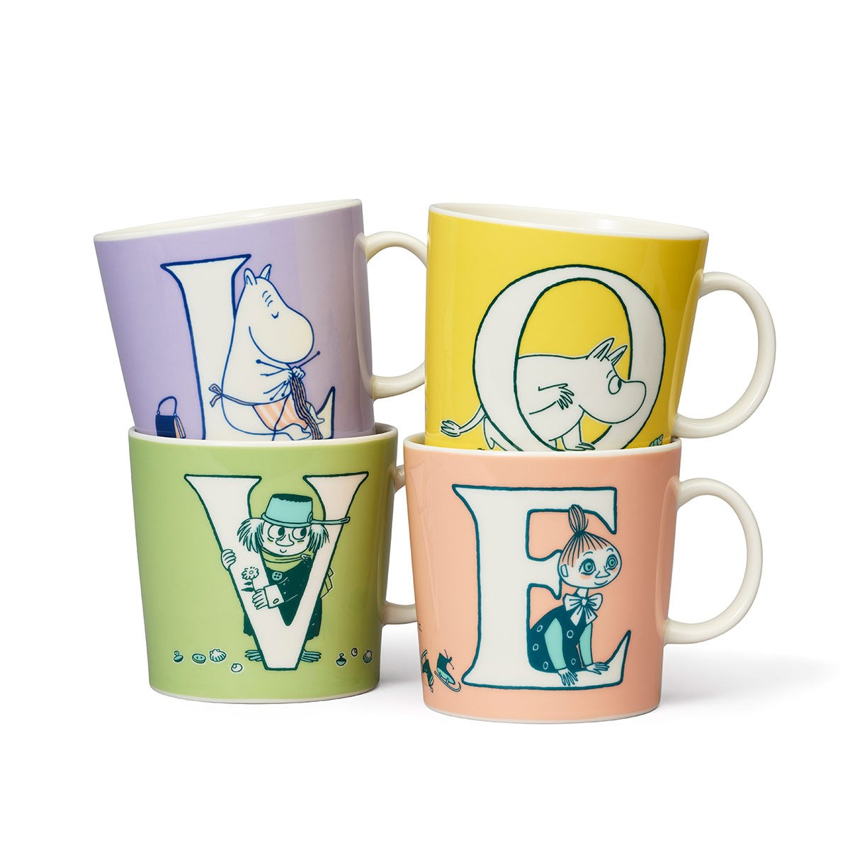 Arabia Moomin ABC Multicolor Mug Set/4 - LOVE