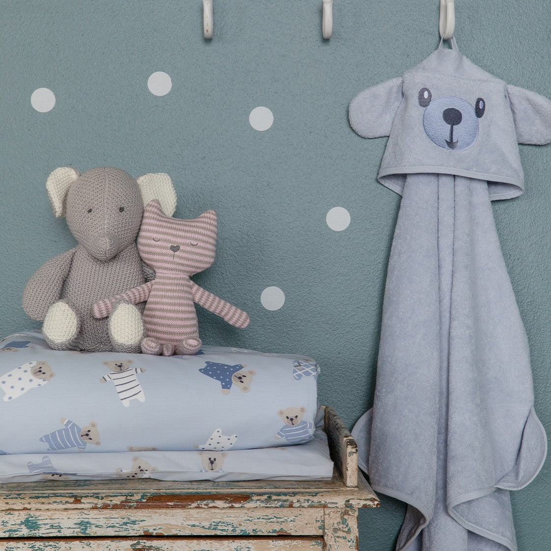 Pentik Pikkunallet Light Blue / Grey Hooded Children's Towel