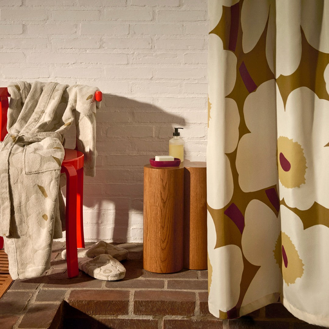 Marimekko Unikko Olive Green / Cream Bathrobe