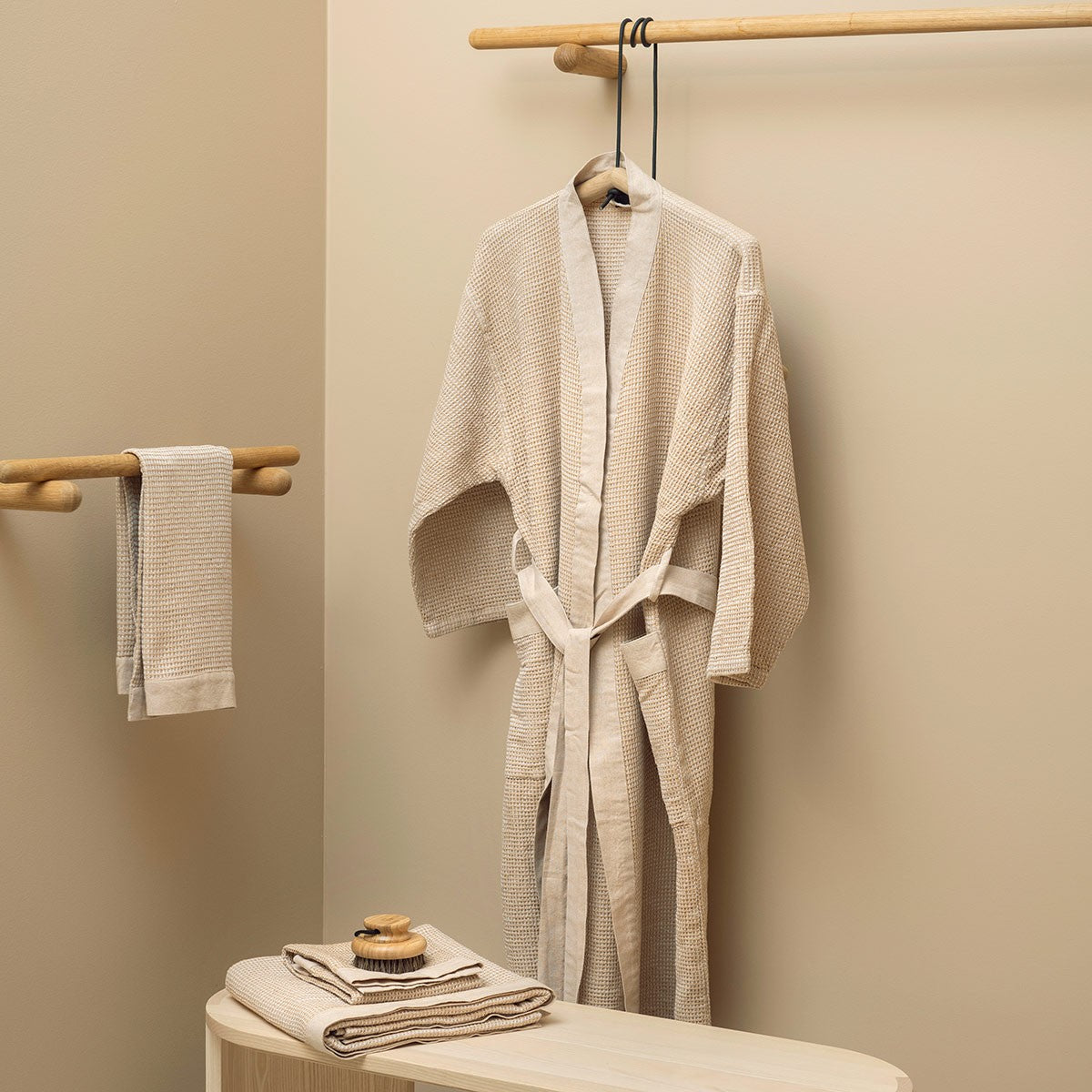 Rento Kenno Beige / White Bathrobe