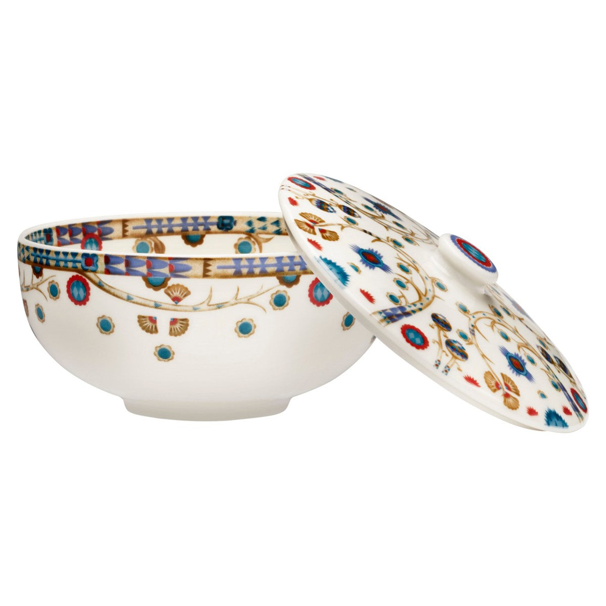 iittala Taika White / Blue Soup Bowl w/ Lid