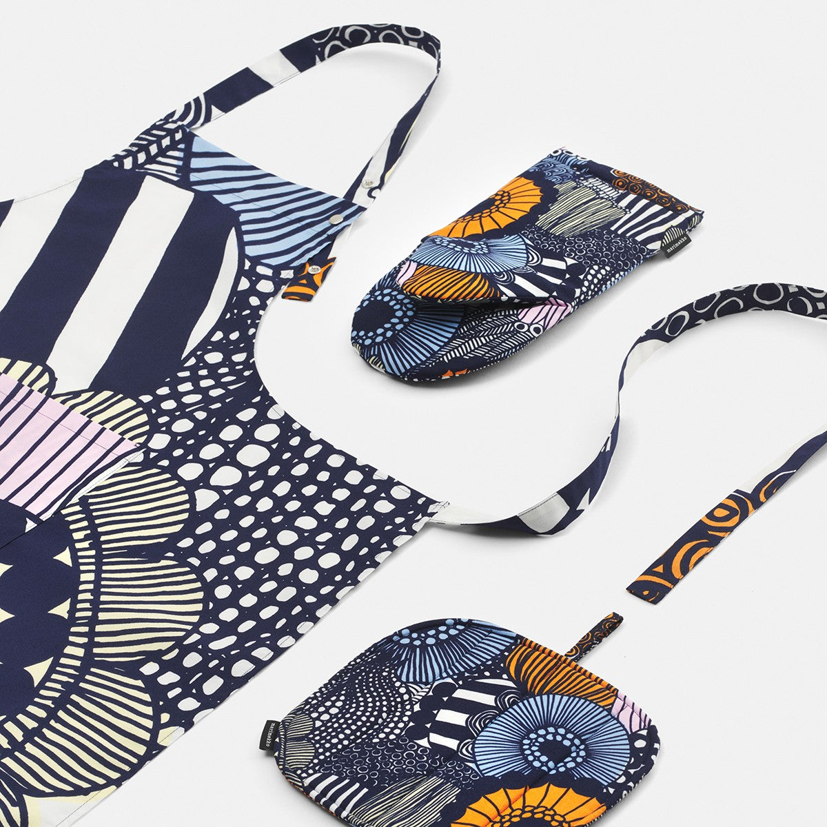 Marimekko Siirtolapuutarha Navy / Light Yellow / Light Blue Apron