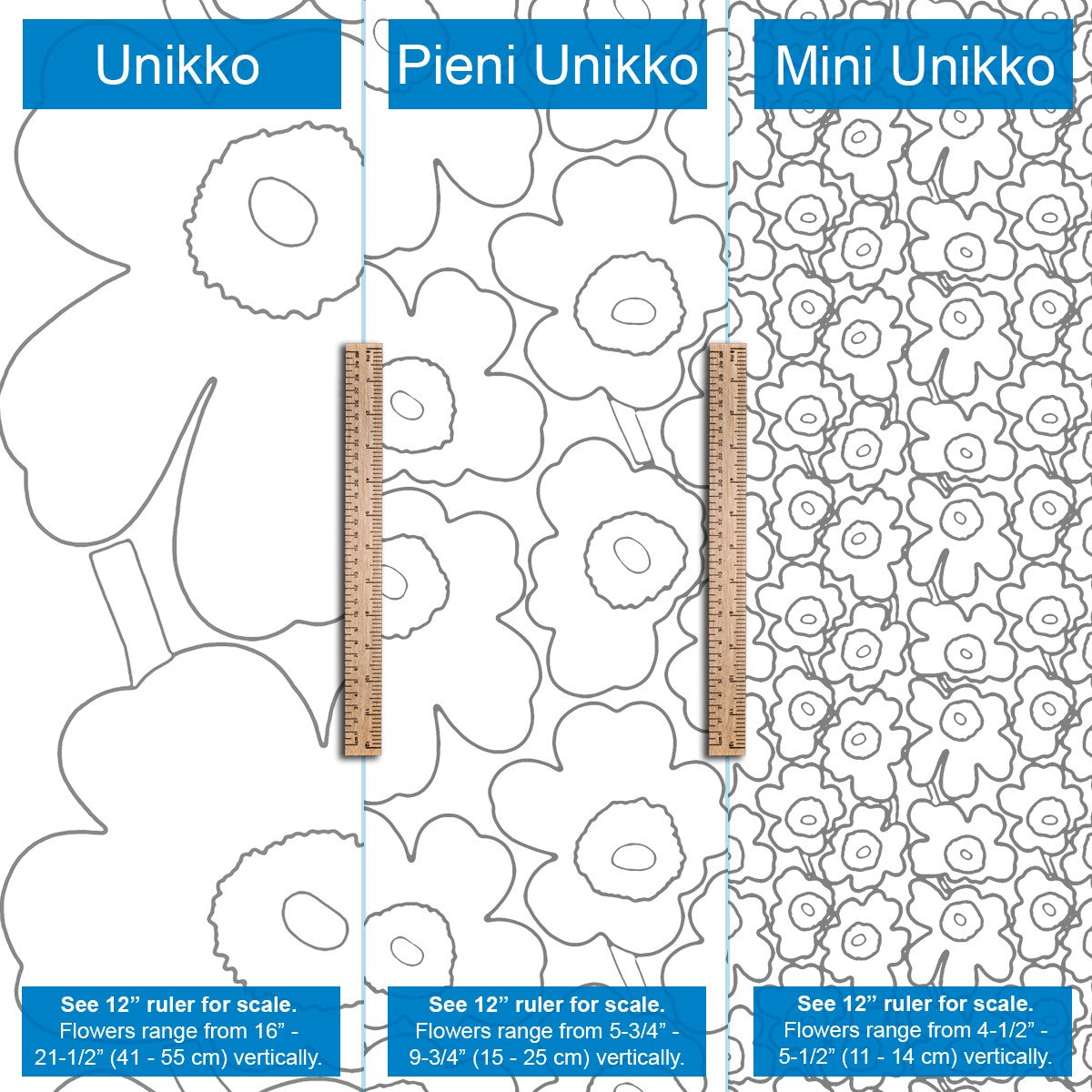 Marimekko Unikko White / Black Medium Weight Cotton Fabric