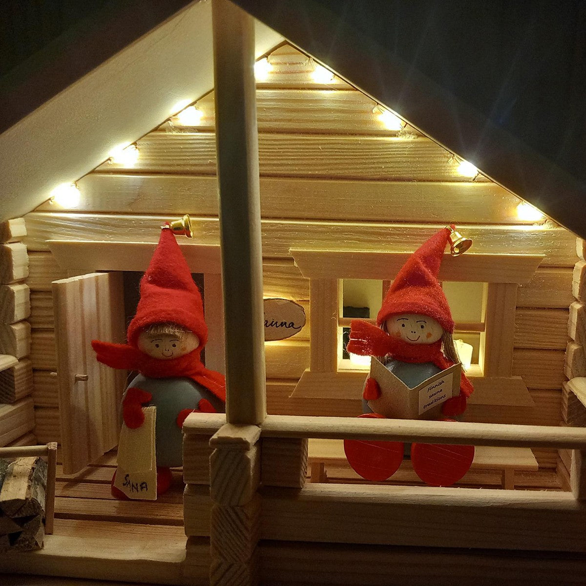 Finnish Sauna House with Tonttus & Firewood