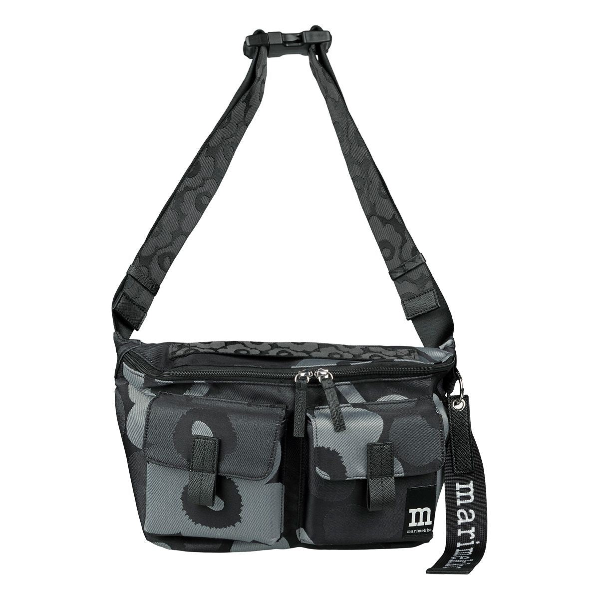 Marimekko Unikko Black / Grey Medium Sling Shoulder Bag