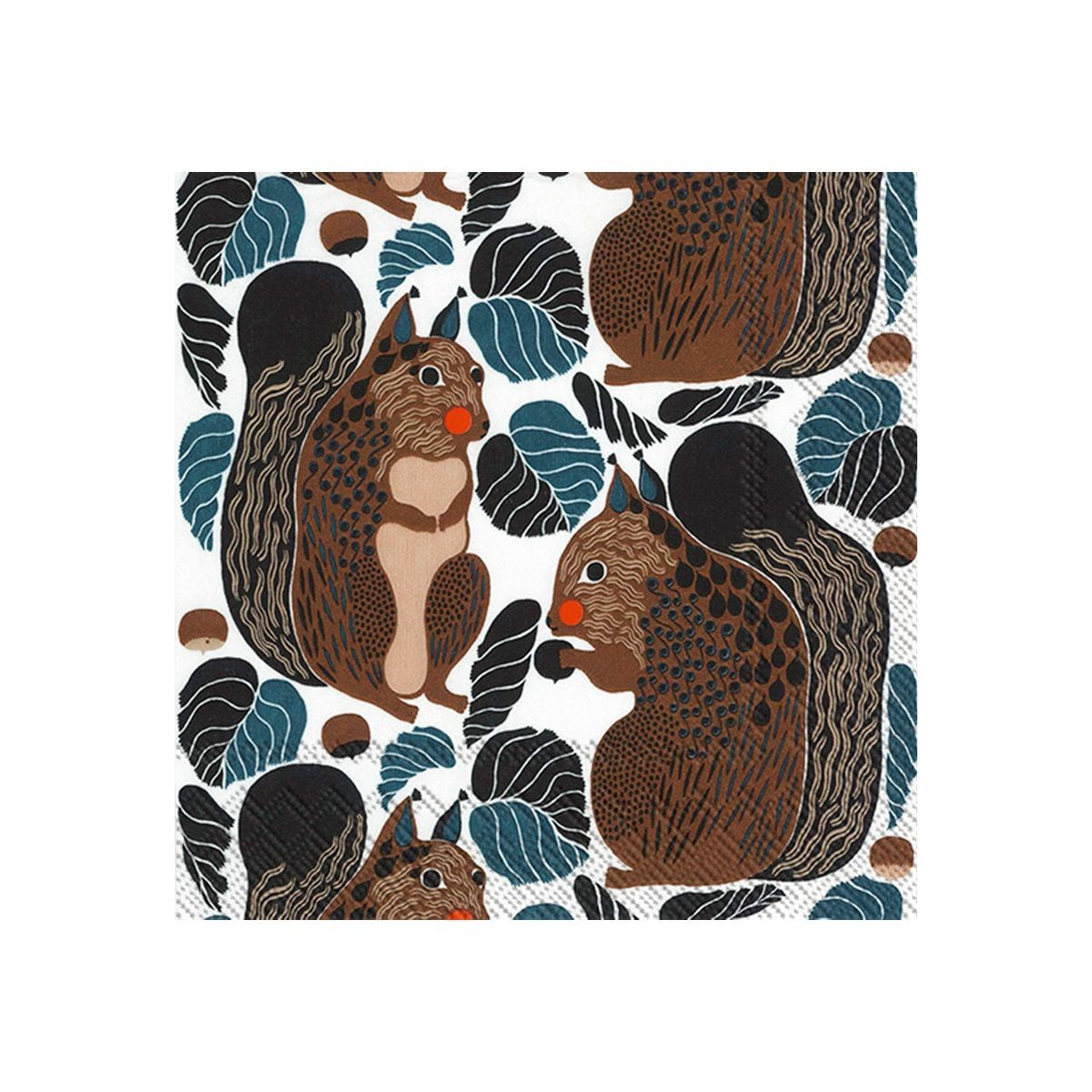 Marimekko Kurre Brown / Black / Dark Green Cocktail Napkins