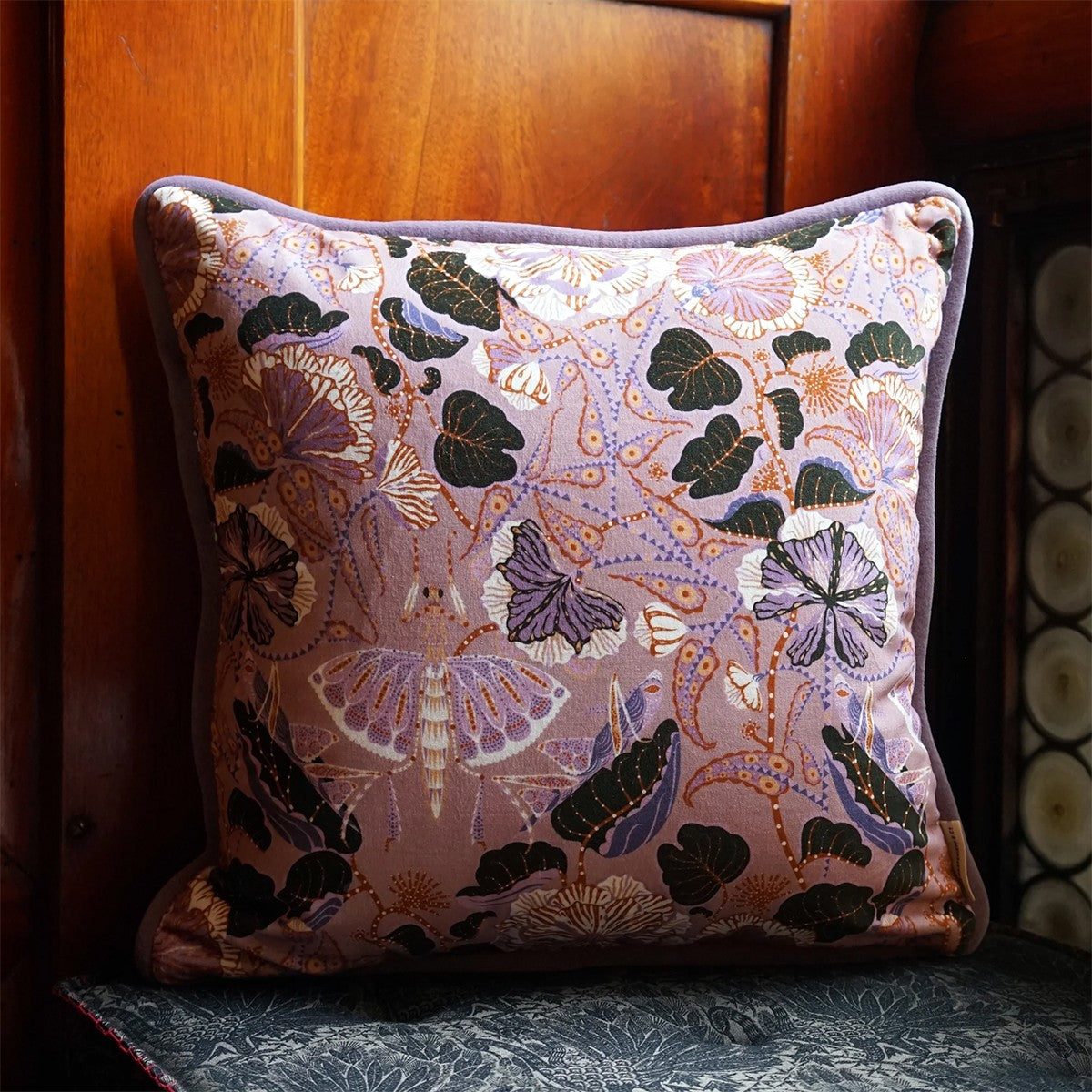 Klaus Haapaniemi Grasshopper Pink Velvet Throw Pillow