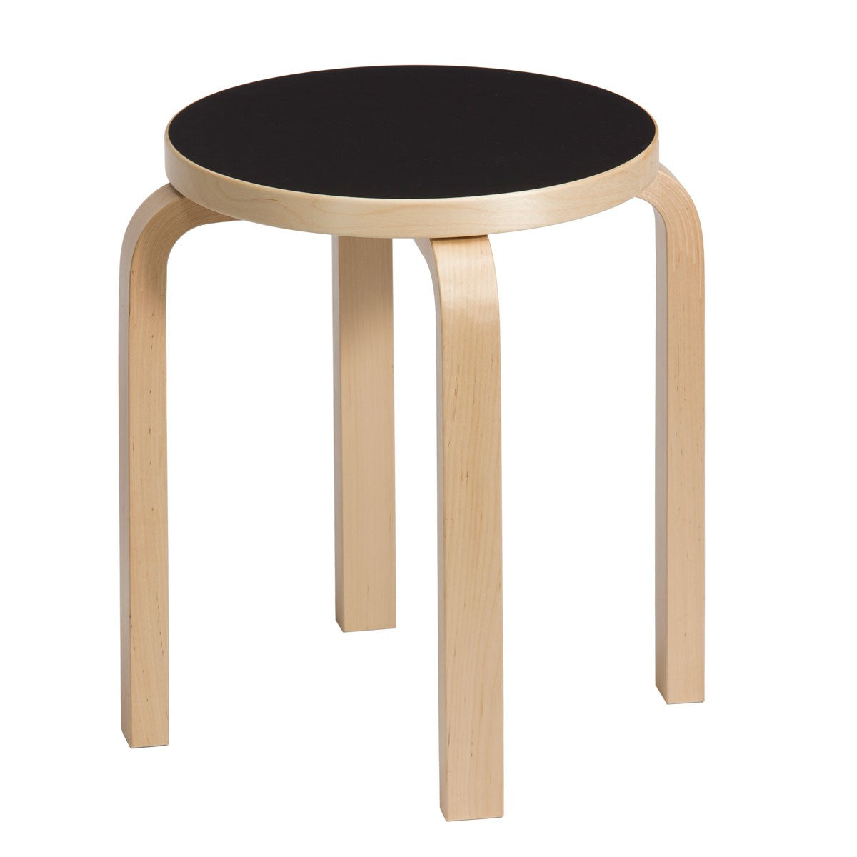 Artek Alvar Aalto - E60 - Four Legged Stool - Black Linoleum
