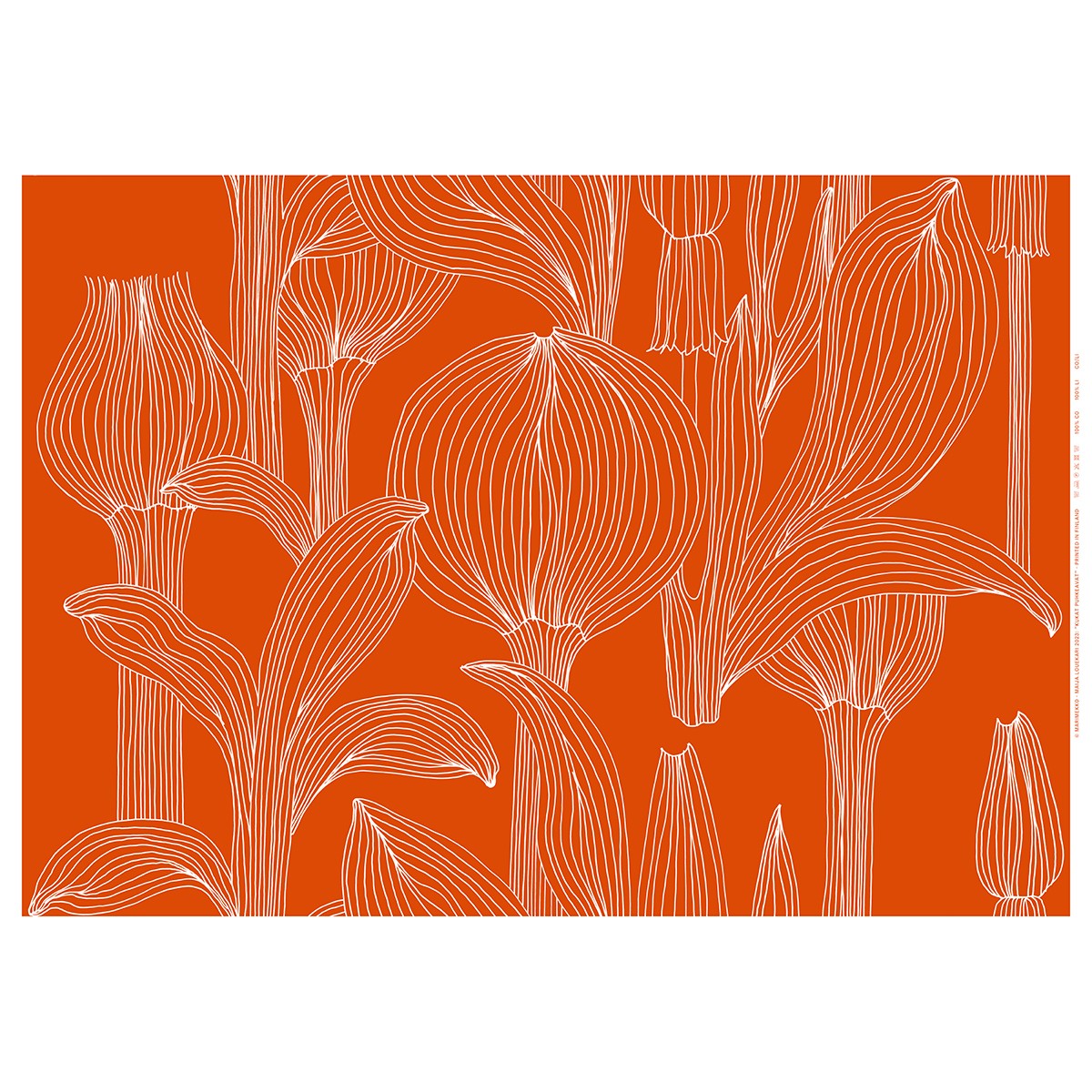 Marimekko Kukat Puhkeavat Orange / White Cotton Sateen Fabric
