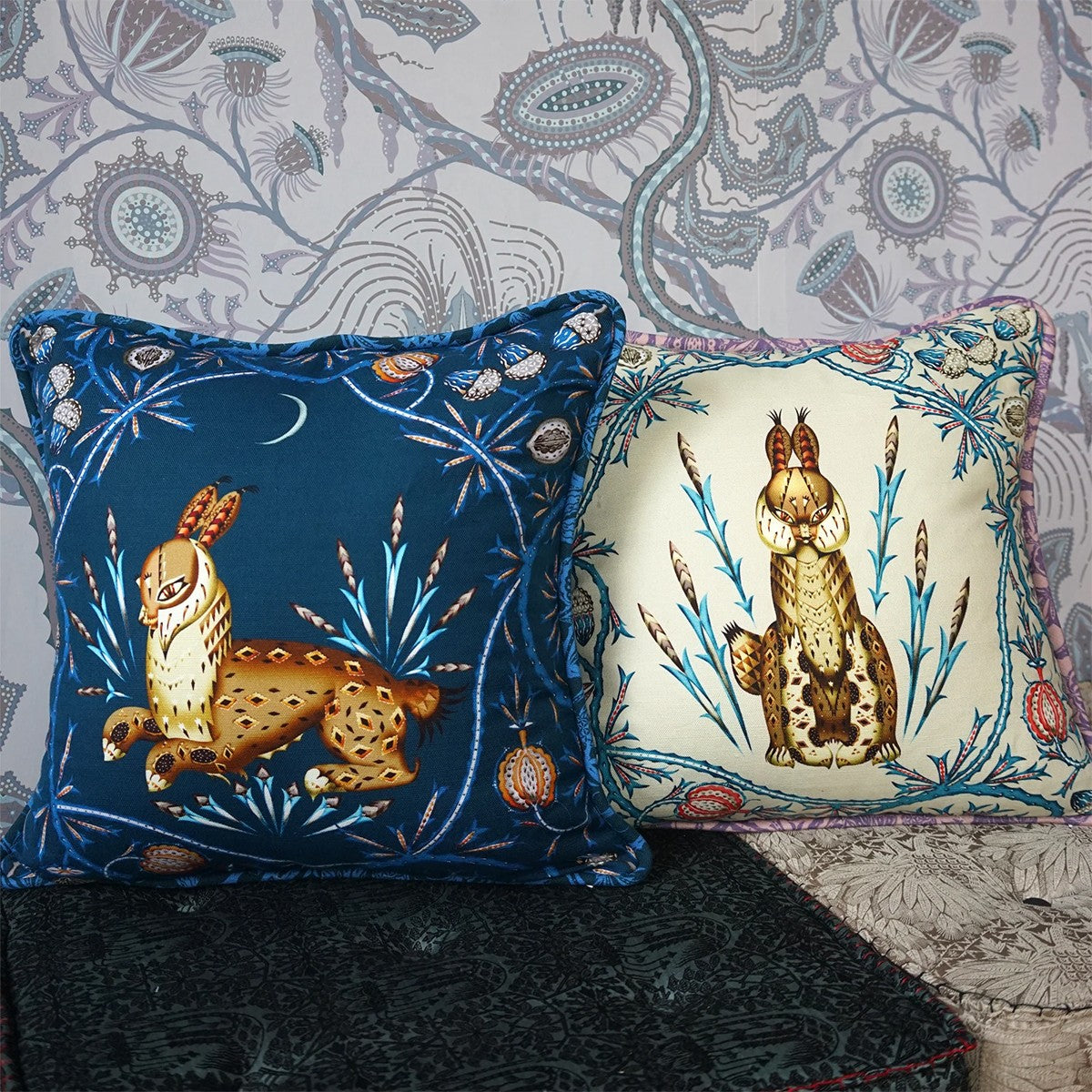 Klaus Haapaniemi Lynx Midnight Throw Pillow